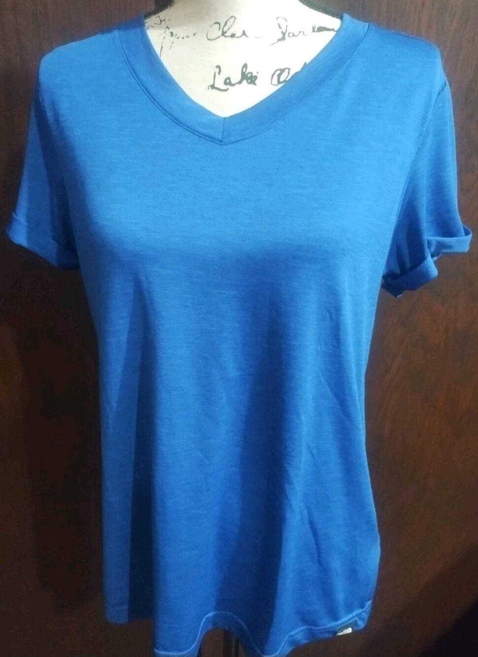North Face Shirt Womens Large Blue FlashDry Active Fit Athletic Tee Performance